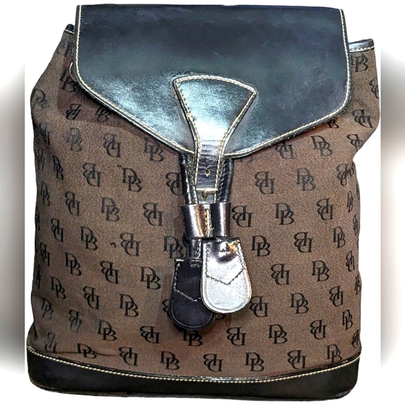 Dooney & Bourke DB Signature Canvas and Leather Backpack - Picture 4 of 15